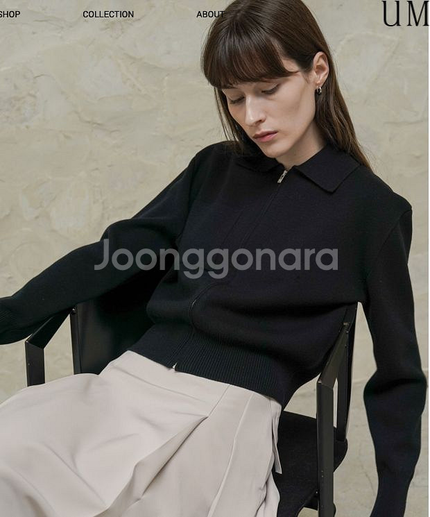 유메르 니드 카라 니트 자켓 블랙--2