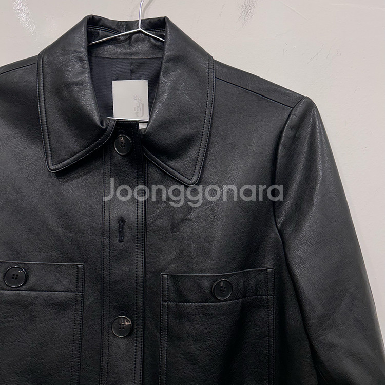 SSUMJ 프리미엄라인 크롭 비건 레더자켓--0