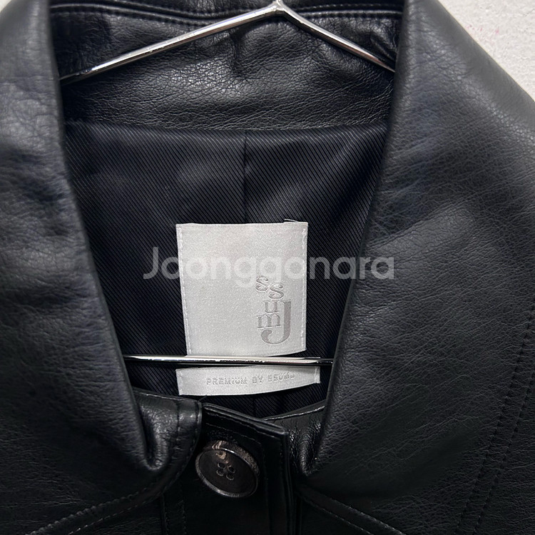 SSUMJ 프리미엄라인 크롭 비건 레더자켓--2