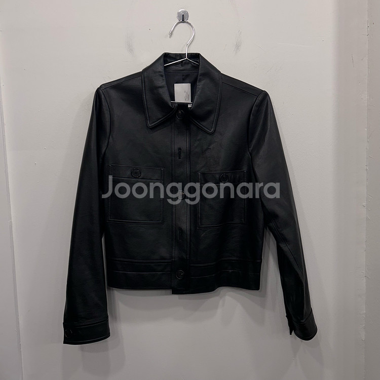 SSUMJ 프리미엄라인 크롭 비건 레더자켓--1