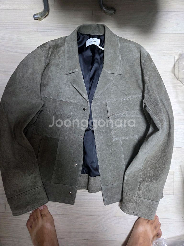 인사일런스 정품 스웨이드 카키 자켓 100사이즈--0