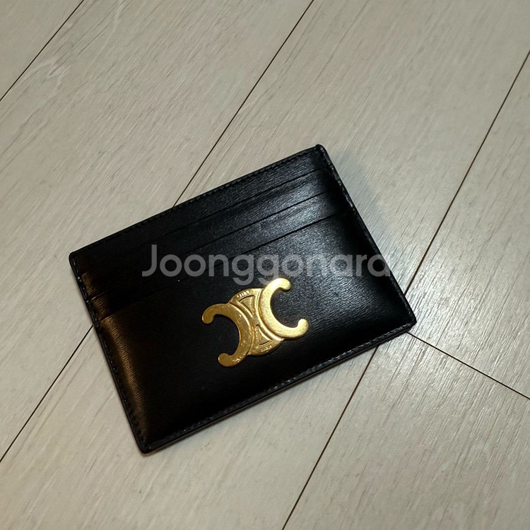 셀린느 트리옹프 카드지갑 검정 금장 풀박 깨끗--1