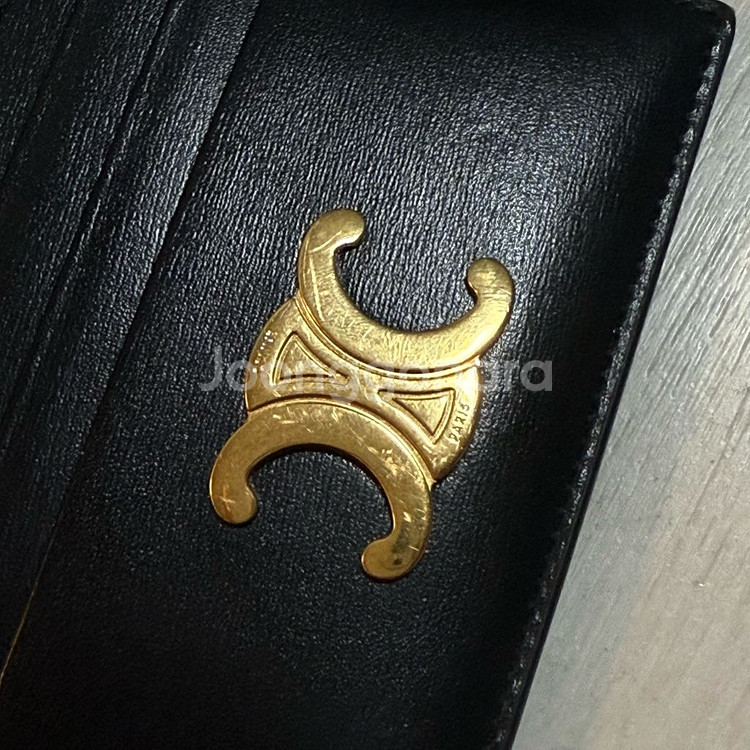 셀린느 트리옹프 카드지갑 검정 금장 풀박 깨끗--7