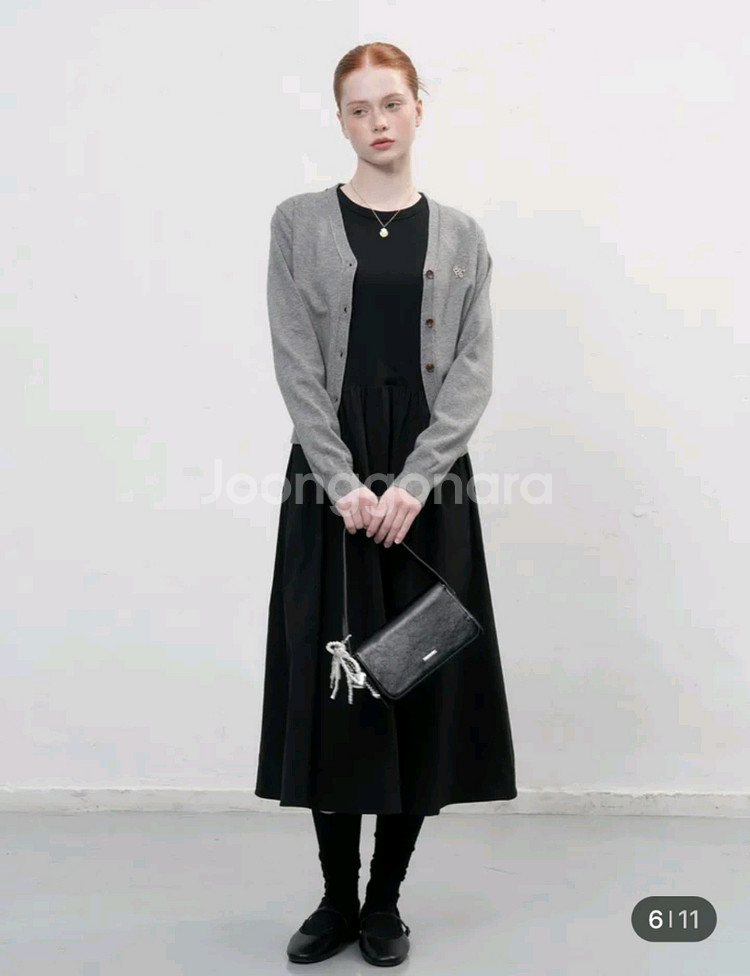 택달린새상품) 제너럴아이디어 에센셜 가디건 그레이m--0