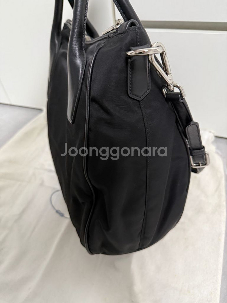 프라다 블랙 테수토 나일론 비텔로 숄더백--3