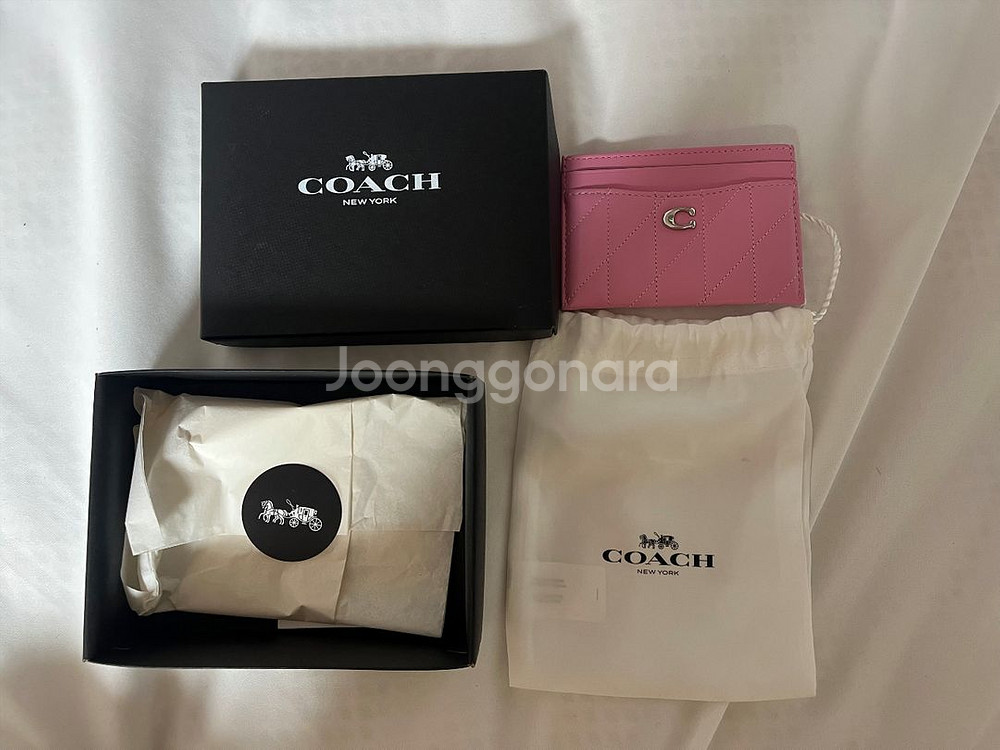 코치 퀼팅 카드지갑 핑크--2