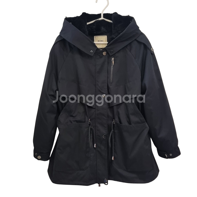 BCBG 블랙 후드 코트 점퍼--0