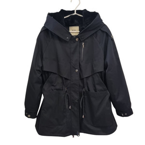 BCBG 블랙 후드 코트 점퍼