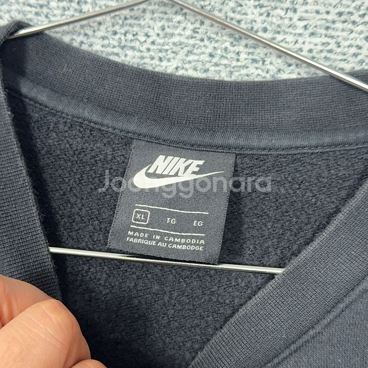 나이키 블랙 로고 스우시 맨투맨 XL--4