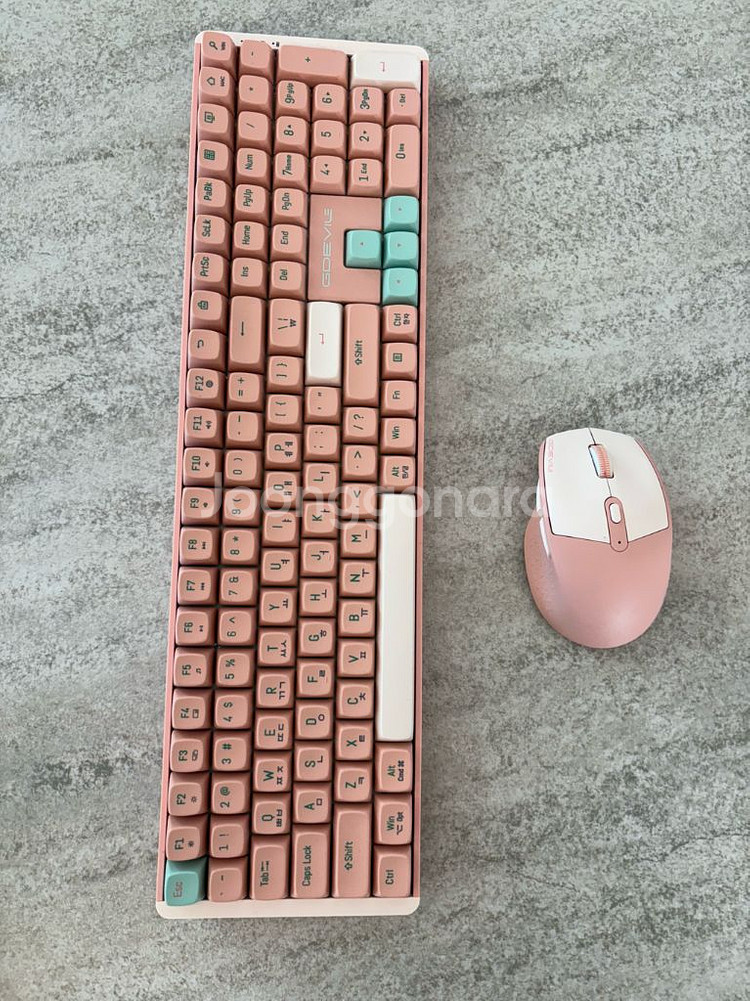 GDEVILE 핑크 무선 키보드 마우스 세트--0