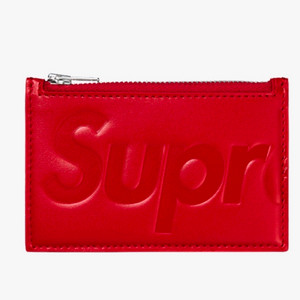 슈프림 레더 집 카드 홀더 레드