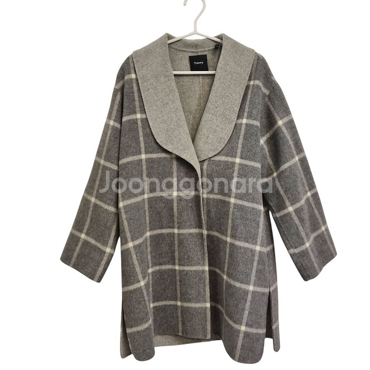 Theory 띠어리 숄 칼라 체크 코트 S--0