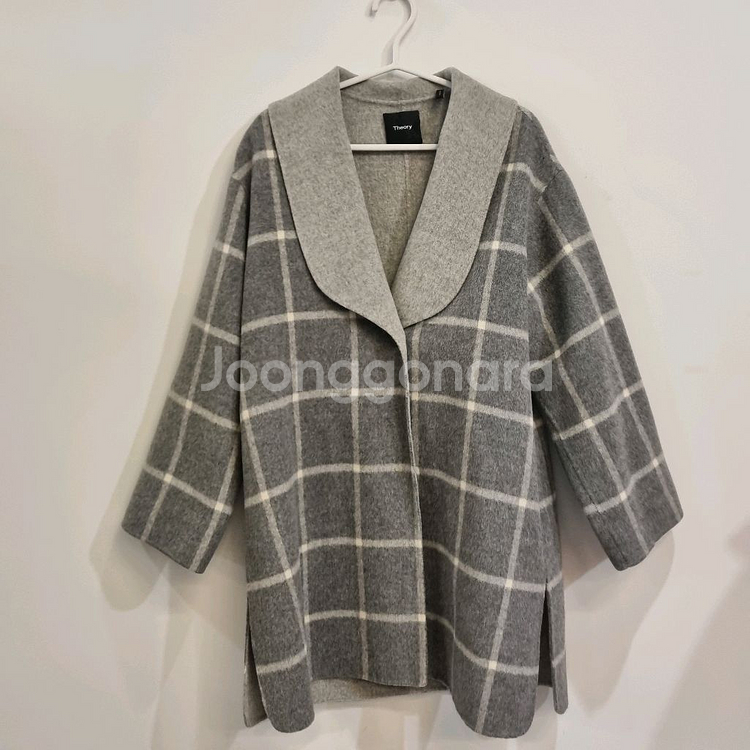 Theory 띠어리 숄 칼라 체크 코트 S--1