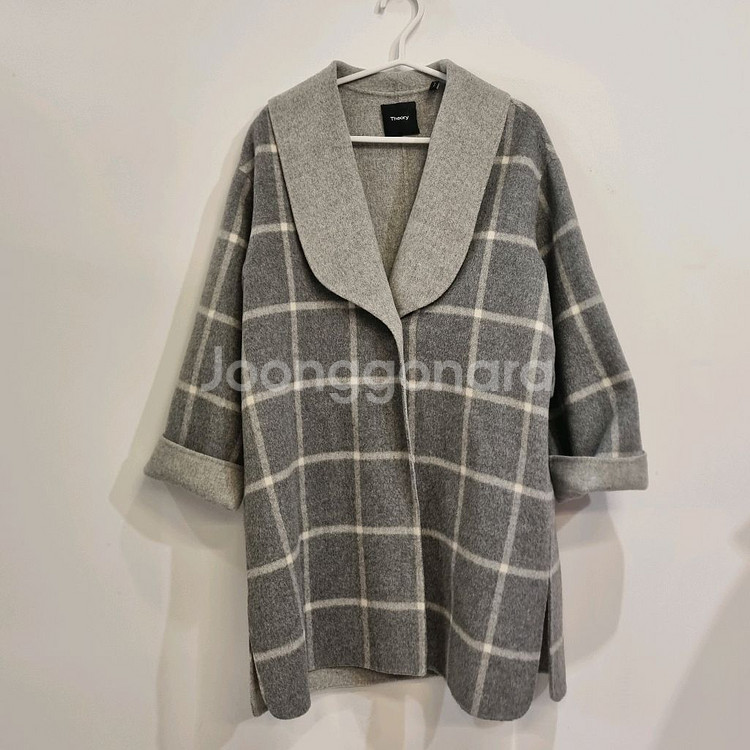 Theory 띠어리 숄 칼라 체크 코트 S--3