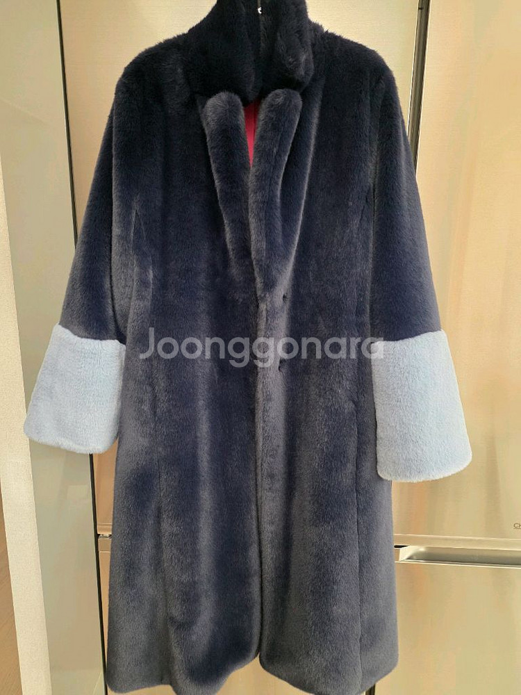 페이크퍼 코트 네이비--6