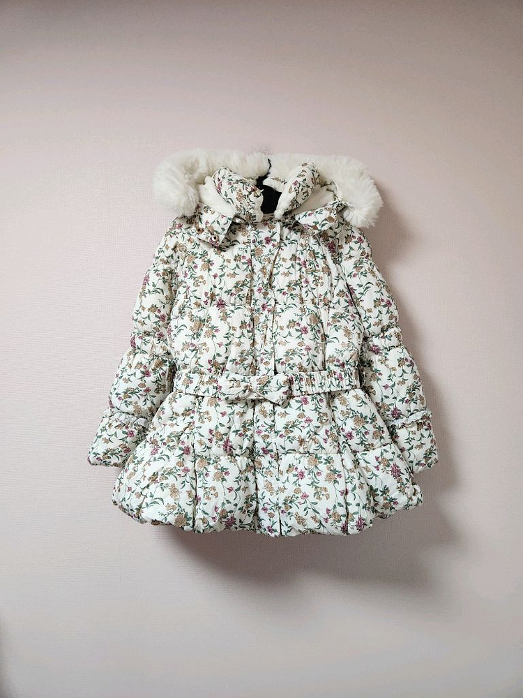 130사이즈 프리미즈 꽃무늬 하얀색 스키복 상의 자켓--0