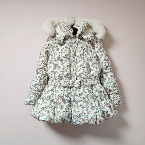 130사이즈 프리미즈 꽃무늬 하얀색 스키복 상의 자켓