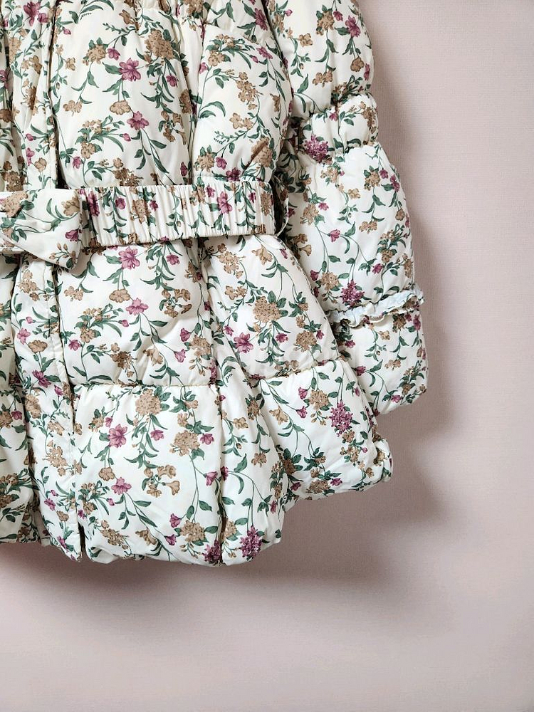 130사이즈 프리미즈 꽃무늬 하얀색 스키복 상의 자켓--3