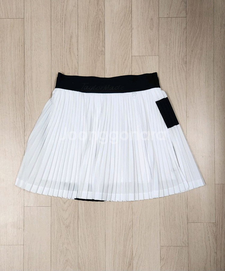테일러메이드 허리 밴드 배색 플리츠 큐롯 스커트 67--1