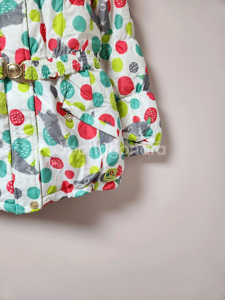 150사이즈 리틀밥도그 하얀색 도트무늬 스키복 상의 자켓--3