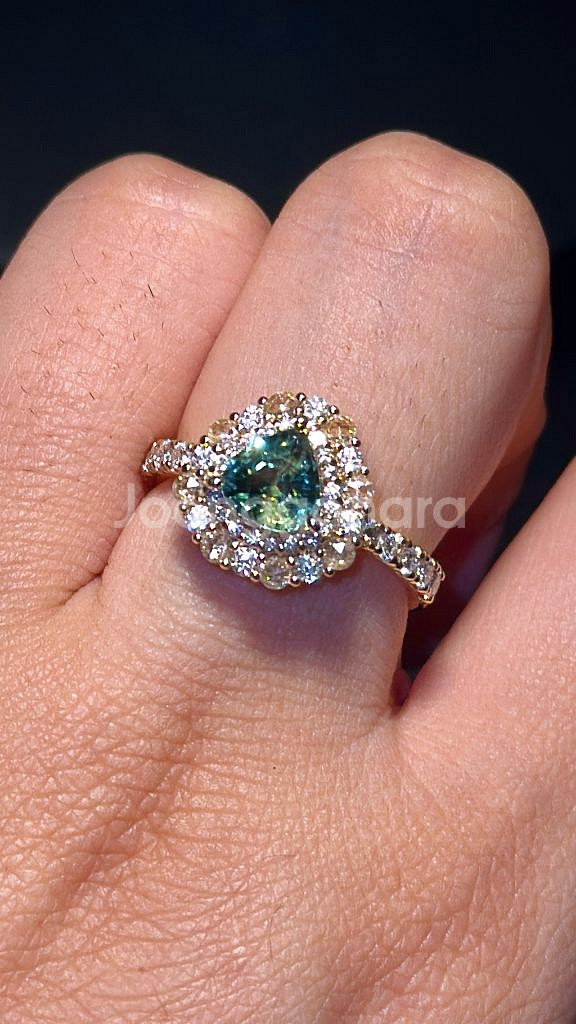 언힛 사파이어 천연 다이아 14K 반지--0