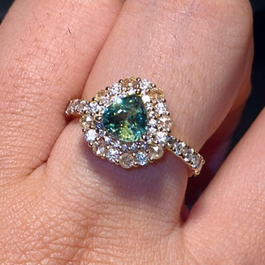 언힛 사파이어 천연 다이아 14K 반지