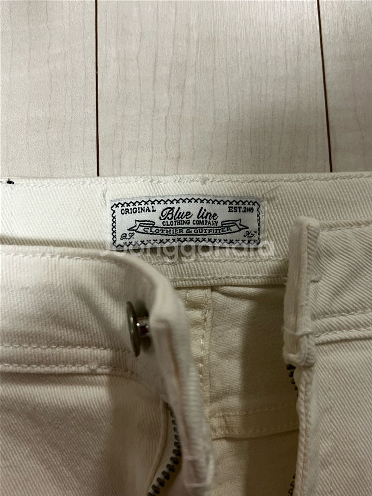 블루라인 화이트 세미와이드 데님 팬츠 청바지--1