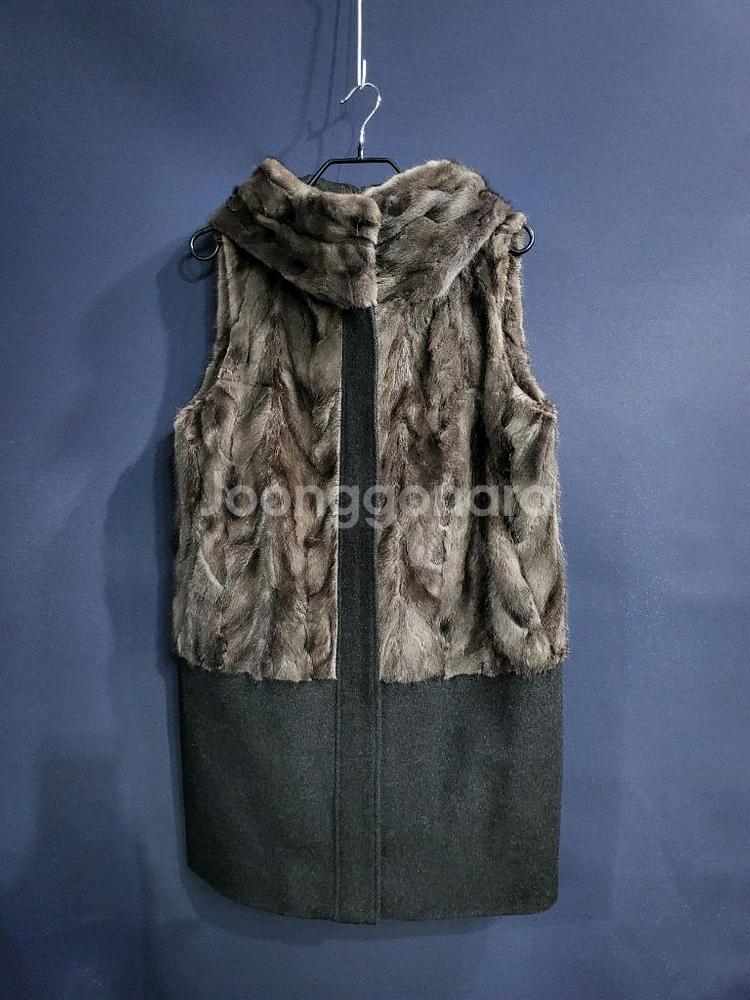 macaw 마코 천연밍크 후드베스트--0