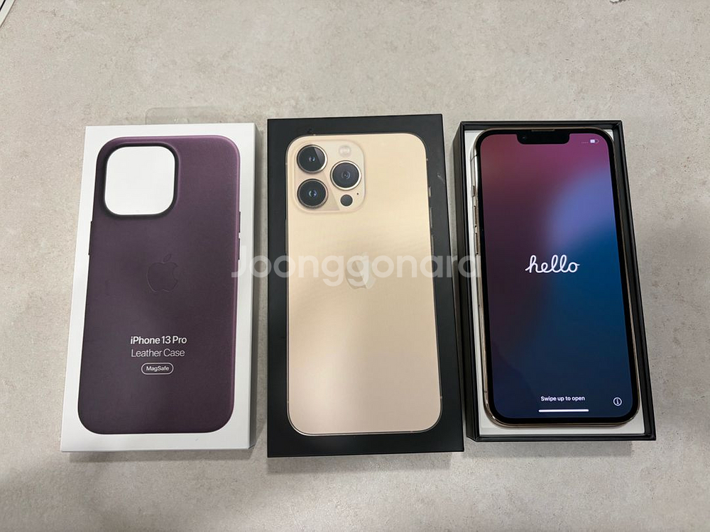 아이폰13프로 골드 128GB (정품 맥세이프 가죽케이스 포함)--0