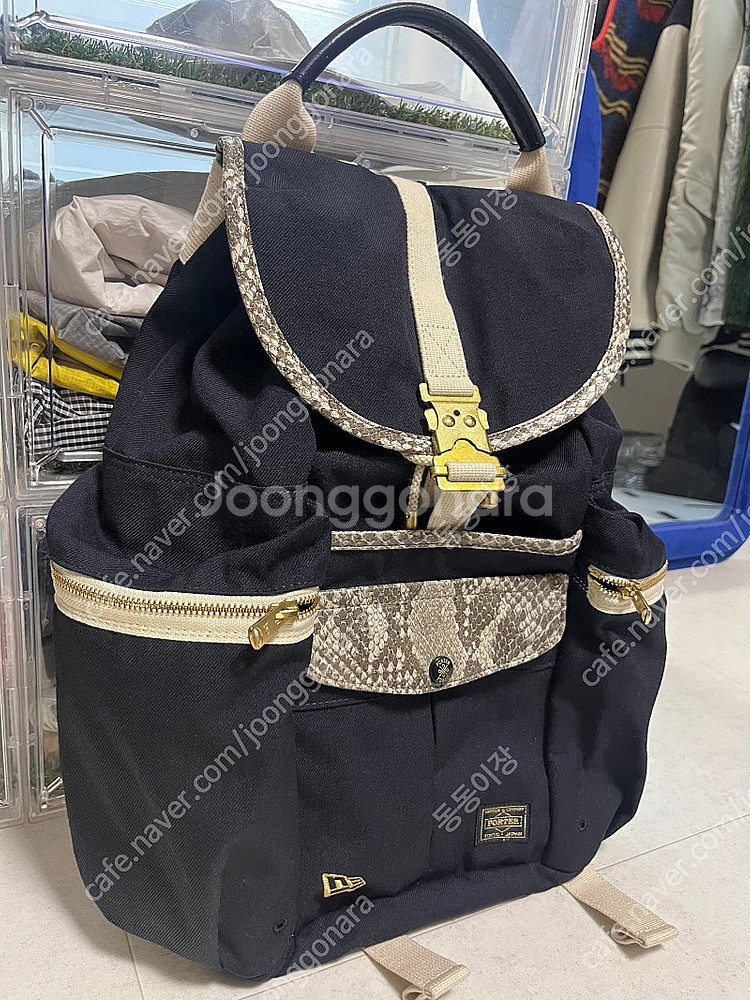 요시다 포터 X 뉴에라 파이톤 캔버스 럭색 백팩 네이비--4