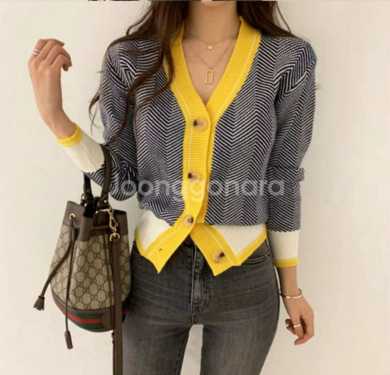 헤링본 가디건--5