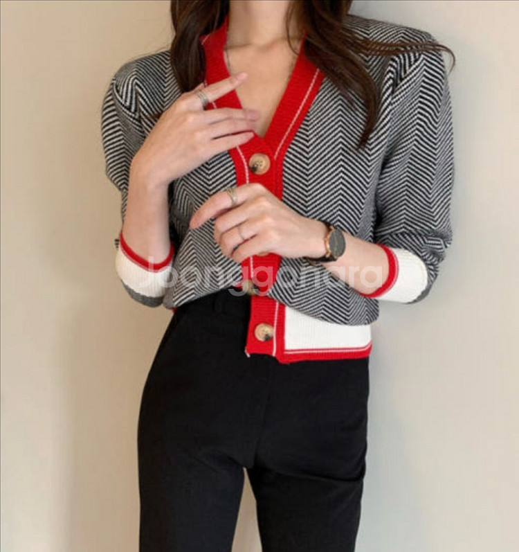 헤링본 가디건--1