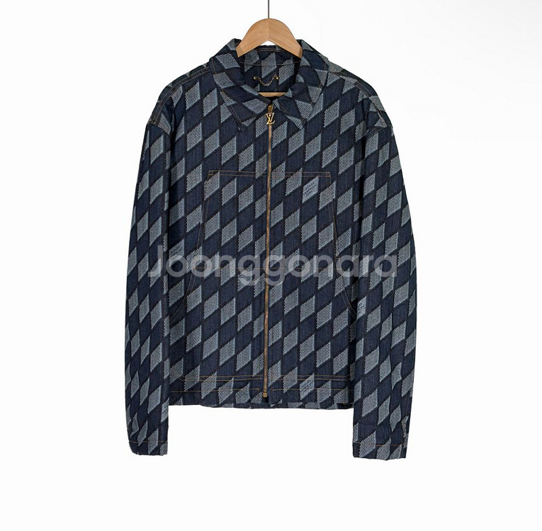 [52] 루이비통 남성 다미에 워크웨어 패디드 데님 트러커 자켓 인디고--0