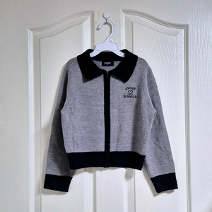 셀덴 배색 집업 카라 크롭 니트 집업(130/7-8Y)