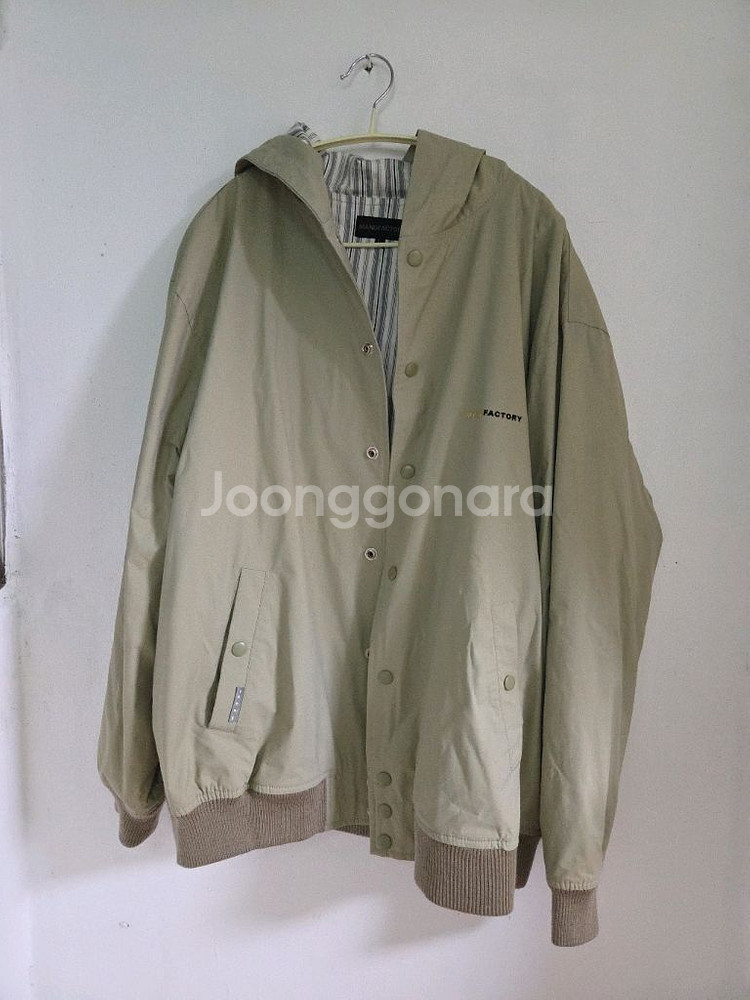 MANU FACTORY 빈티지 후드 바람막이 베이지 점퍼--1