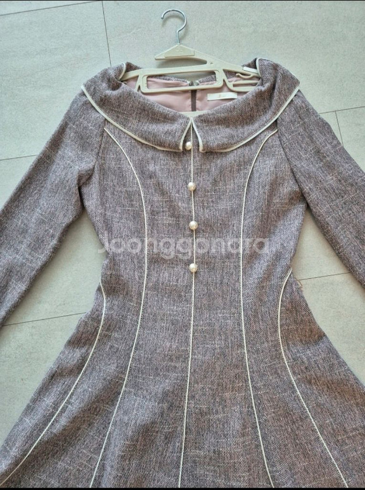 jj지고트 핑크 트위드 플레어 원피스 55--2