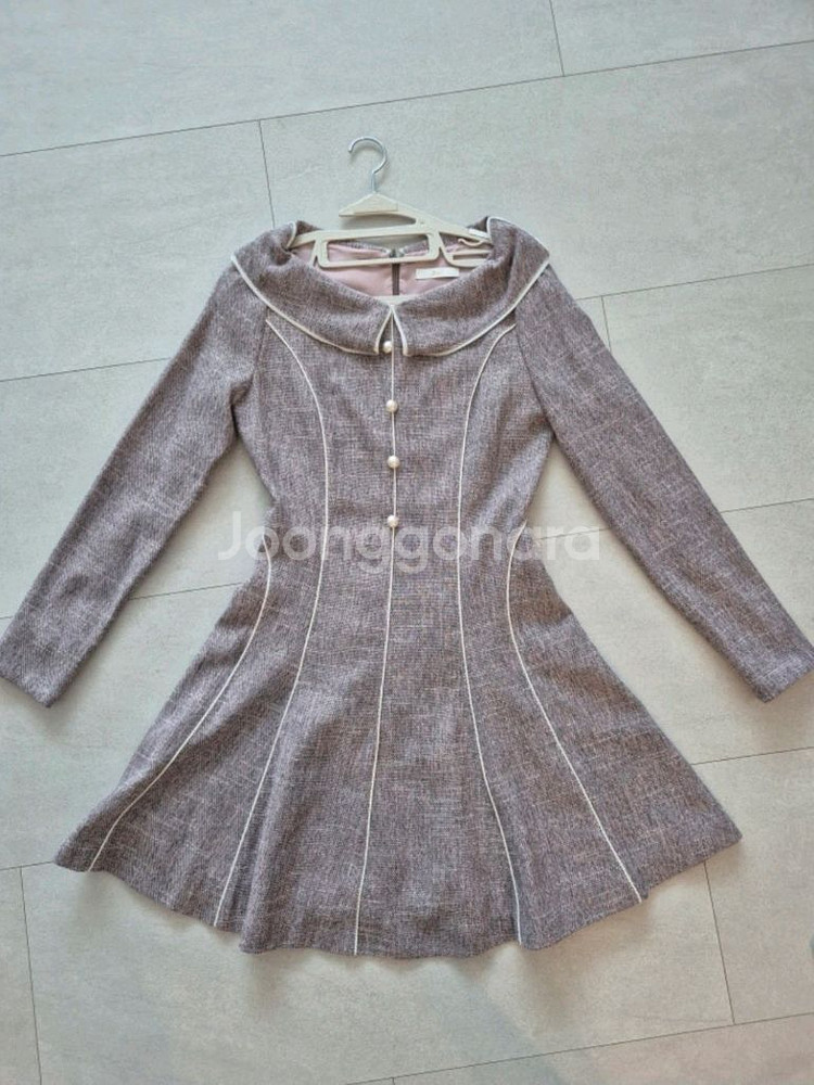 jj지고트 핑크 트위드 플레어 원피스 55--0