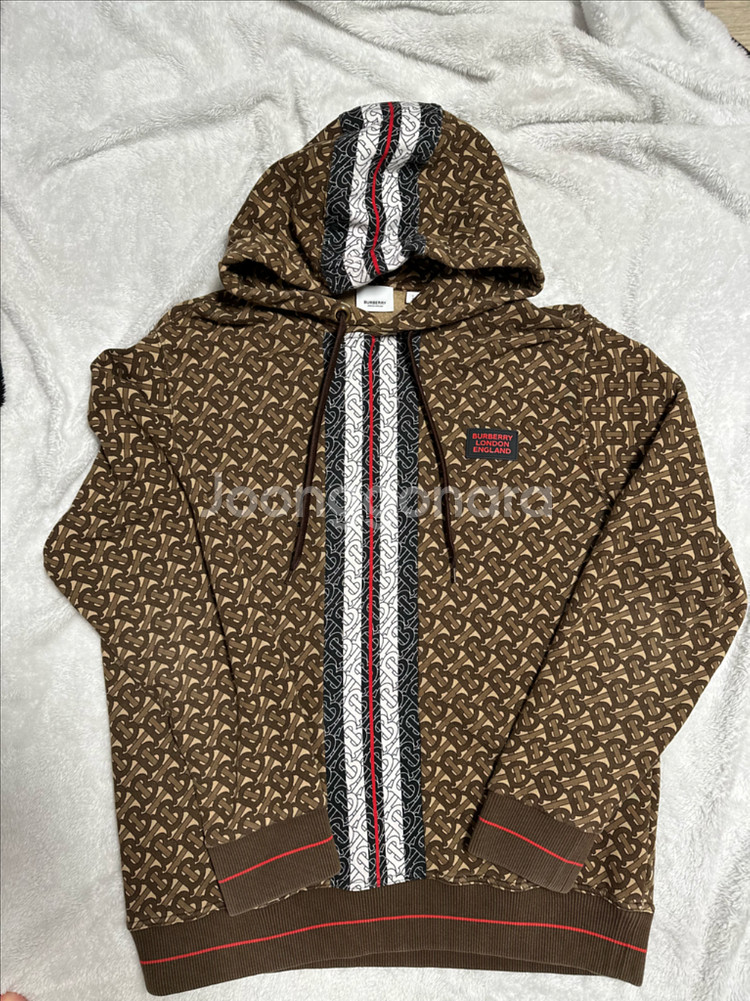 버버리 TB 모노그램 후드티 브라운 L--3