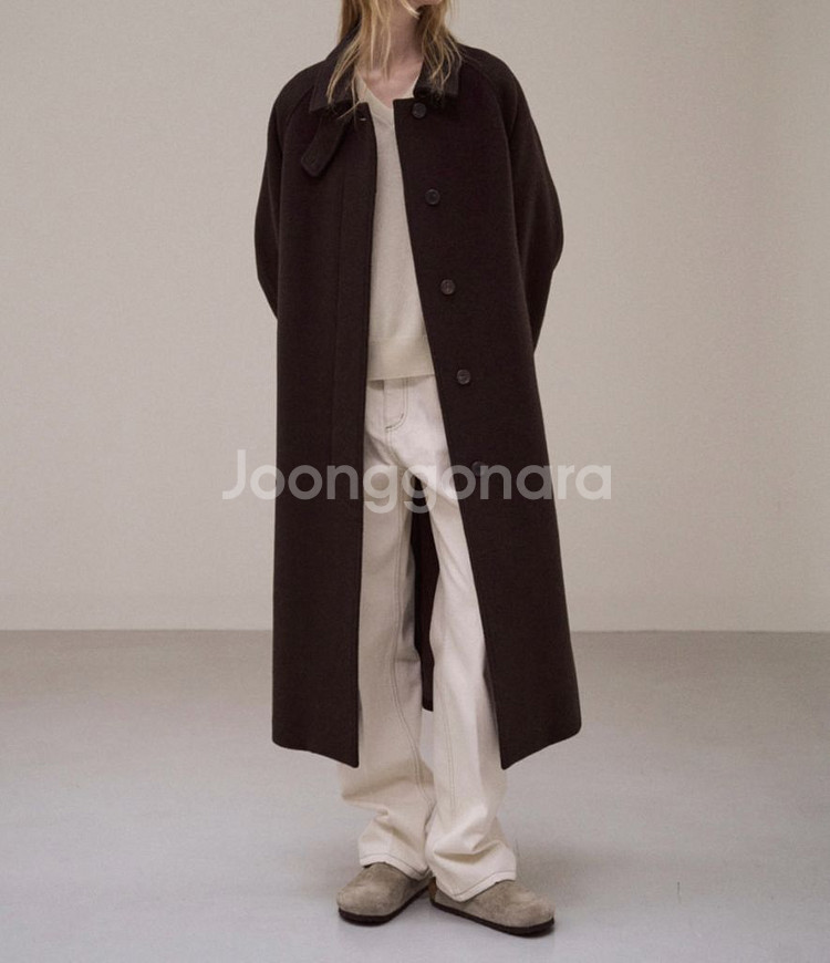 2회 착용) 파사드패턴 캐시미어 발마칸 코트 다크브라운--1