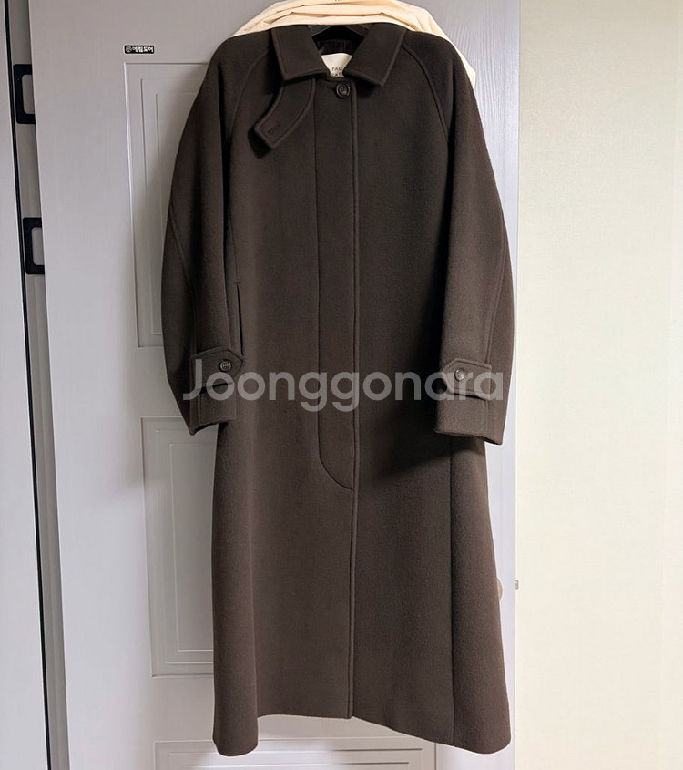 2회 착용) 파사드패턴 캐시미어 발마칸 코트 다크브라운--0