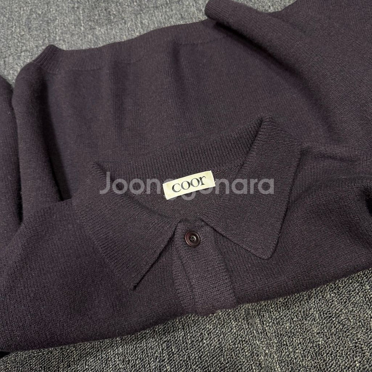 Coor 22년 탑필 카라 퍼플 가디건--7