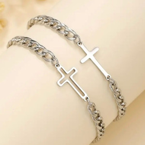 실버 십자가 팔찌 1+1 세트 남녀공용
