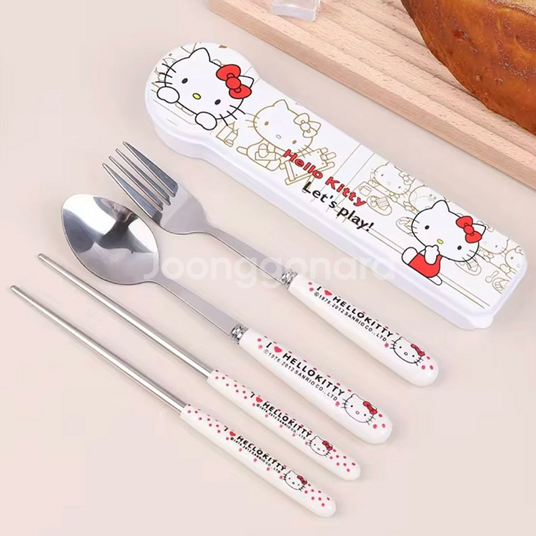 헬로키티 숟가락 젓가락 포크 케이스 세트--1