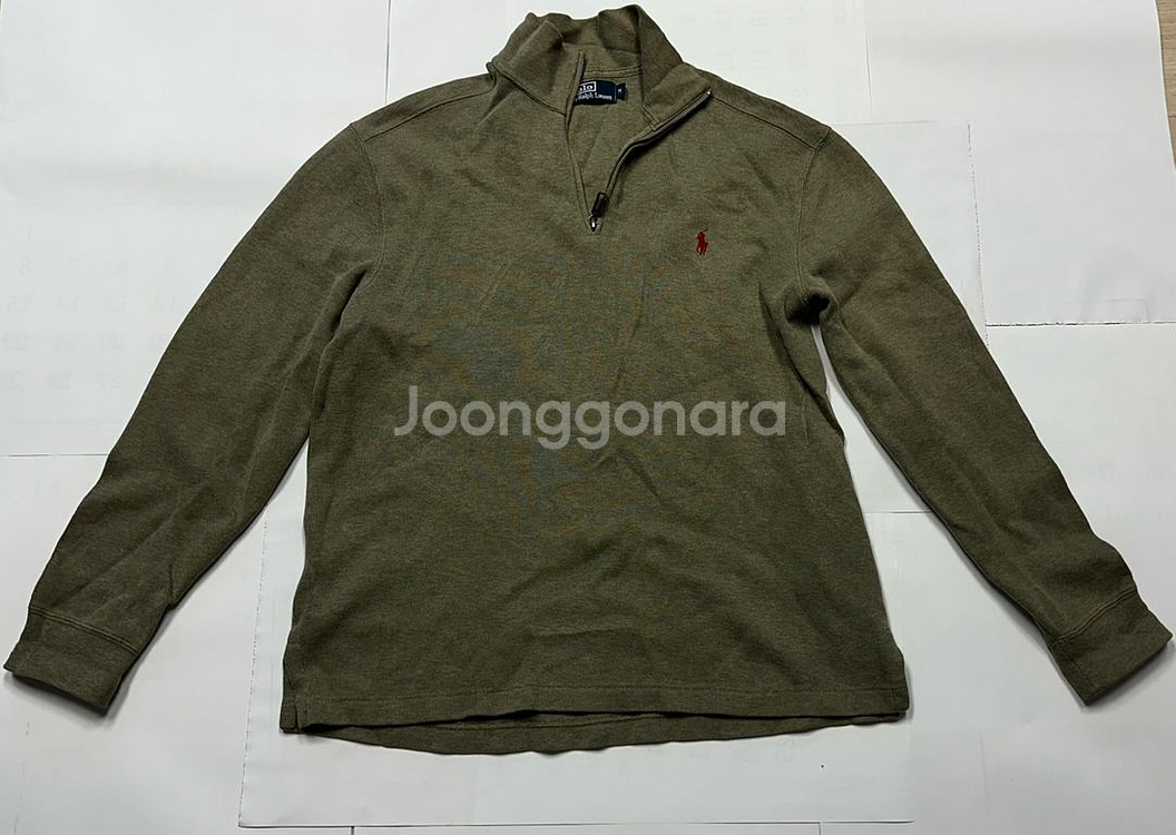 폴로 랄프로렌 카키색 반집업 니트 M--0