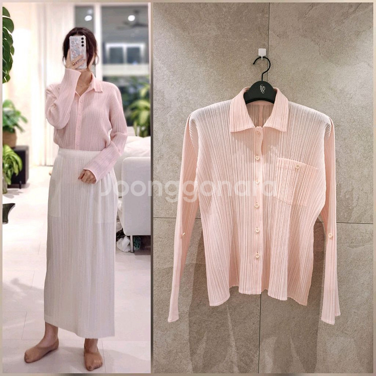 플리츠플리즈 베이비핑크 셔츠카라탑3 이세이미야케--0