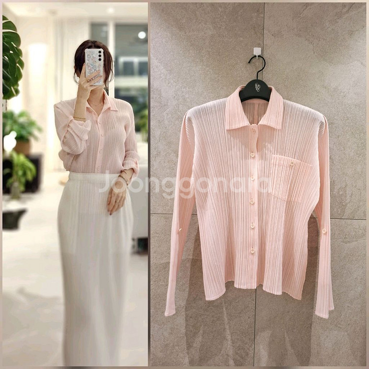 플리츠플리즈 베이비핑크 셔츠카라탑3 이세이미야케--1