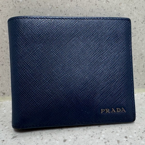 (정품) 프라다 남성 반지갑 네이비