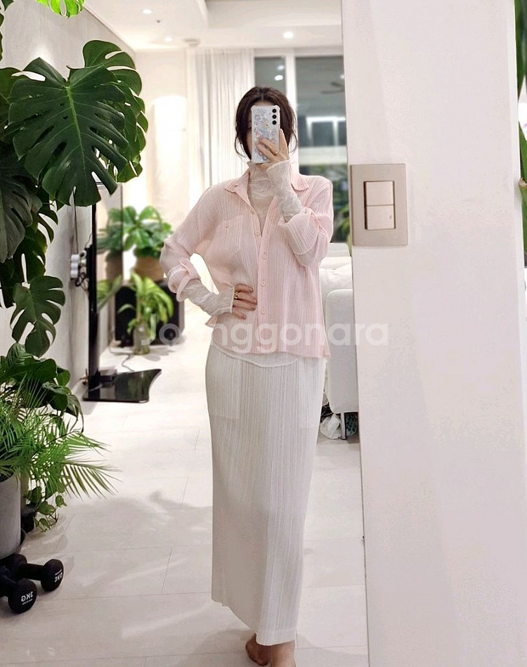 플리츠플리즈 베이비핑크 셔츠카라탑3 이세이미야케--2