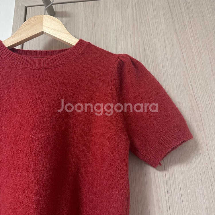 퍼프크롭반팔니트 레드--1