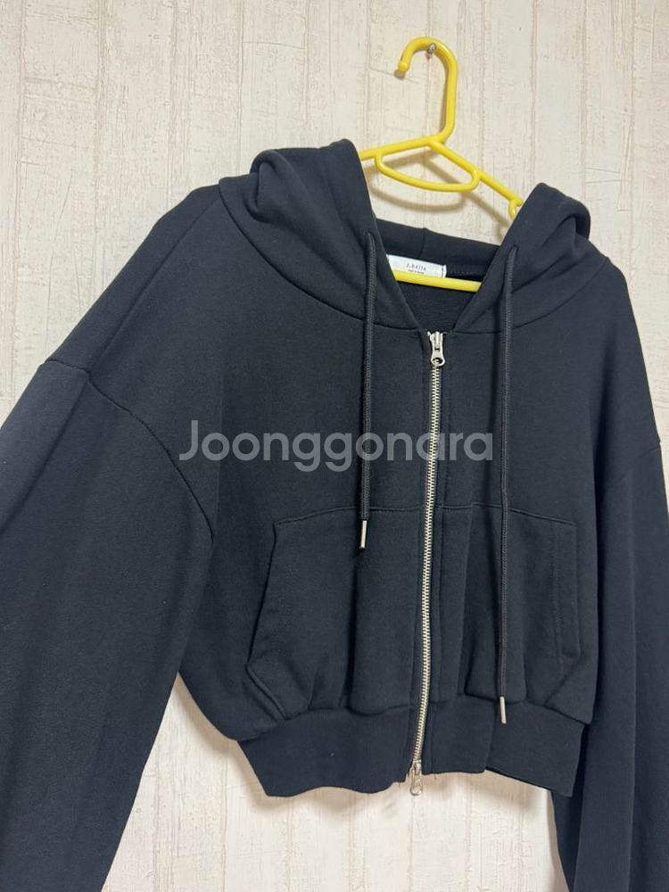 크롭 후드 집업--1